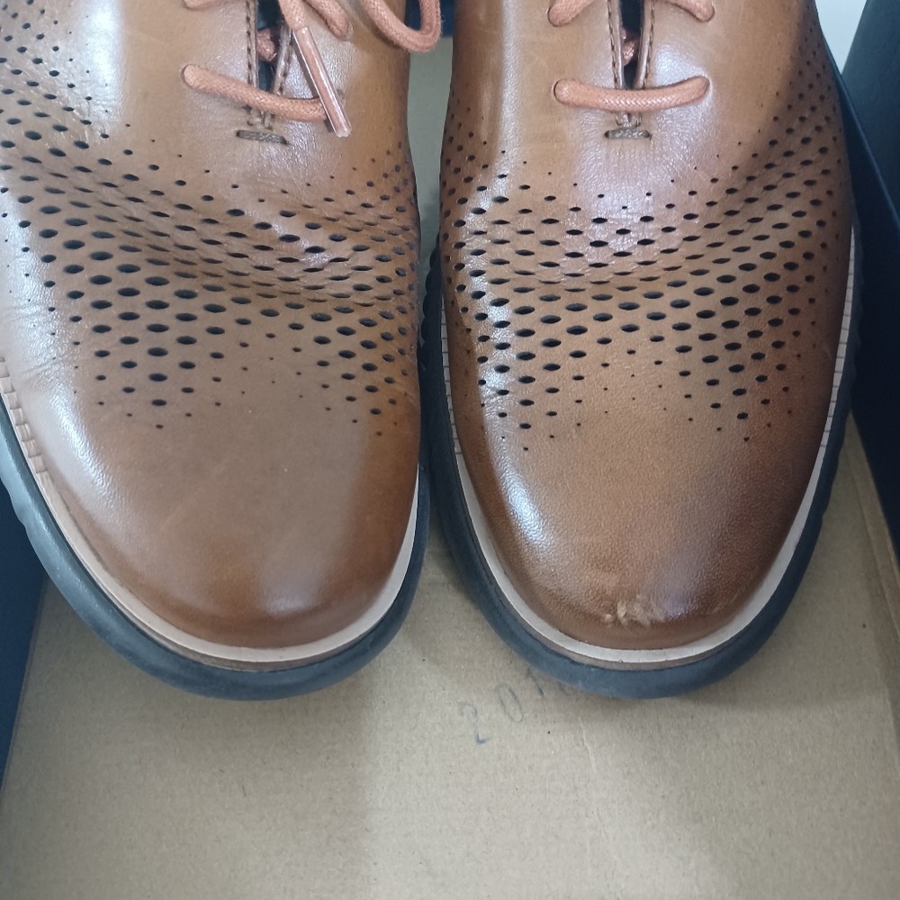 Cole Haan, Men's 2.ZERØGRAND Laser Wingtip Oxfords, British Tan-Java, S9 - Picture 3 of 4
